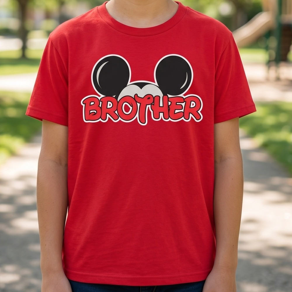Disney Mickey Mouse Brother Red Graphic T-Shirt Short Sleeve Kids‎ XL 14/16